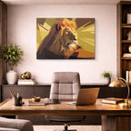 cuadro canvas vida salvaje león vector dorado horizontal