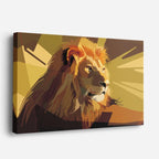 cuadro canvas vida salvaje león vector dorado horizontal