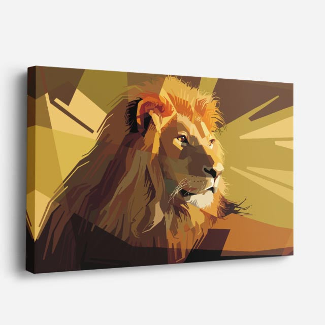cuadro canvas vida salvaje león vector dorado horizontal