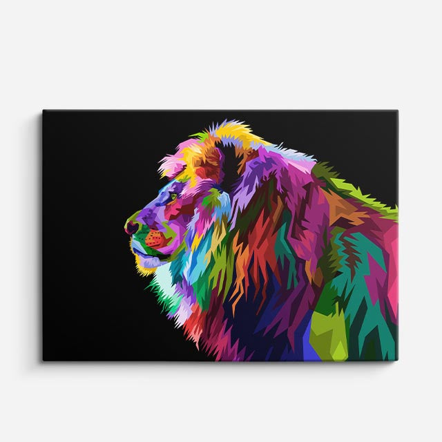 cuadro canvas vida salvaje león pop multicolor horizontal