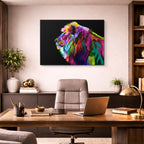 cuadro canvas vida salvaje león pop multicolor horizontal