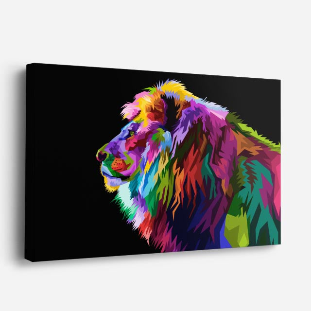 cuadro canvas vida salvaje león pop multicolor horizontal