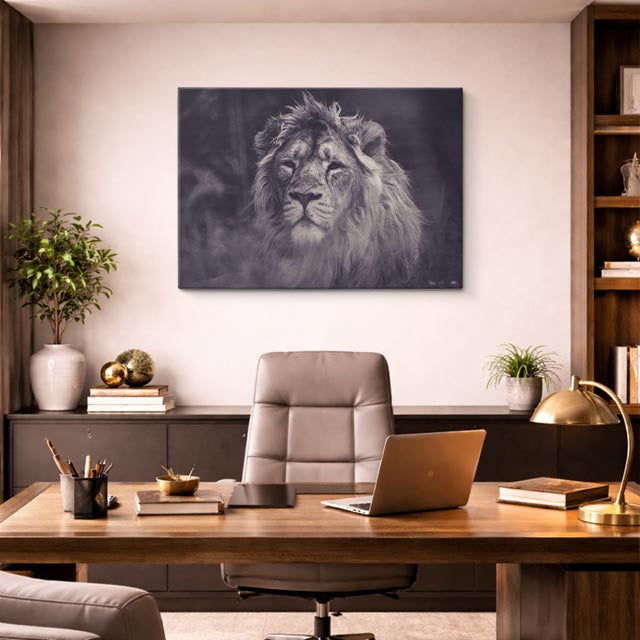 cuadro canvas vida salvaje león blanco fantasma horizontal