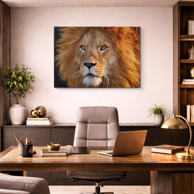 cuadro canvas vida salvaje retrato león dorado horizontal