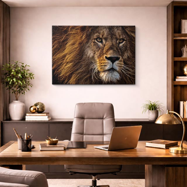 cuadro canvas vida salvaje retrato león salvaje horizontal