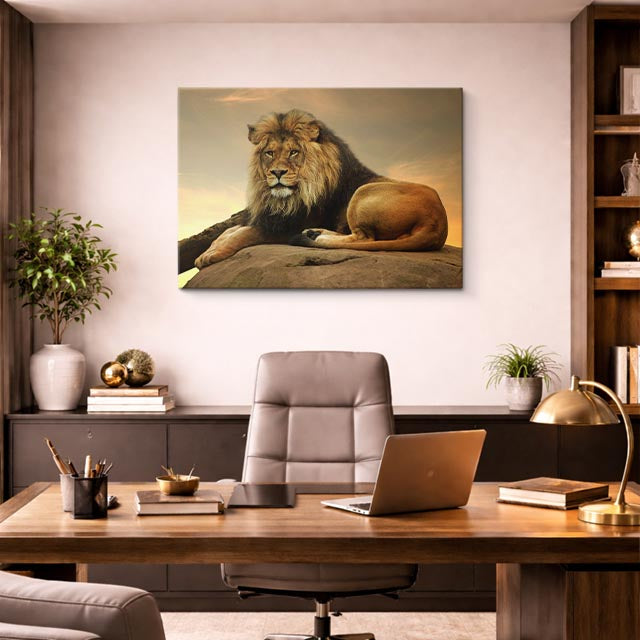 cuadro canvas vida salvaje rey león sereno horizontal