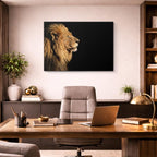 cuadro canvas vida salvaje perfil león dorado horizontal
