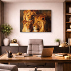cuadro canvas vida salvaje familia león dorado horizontal