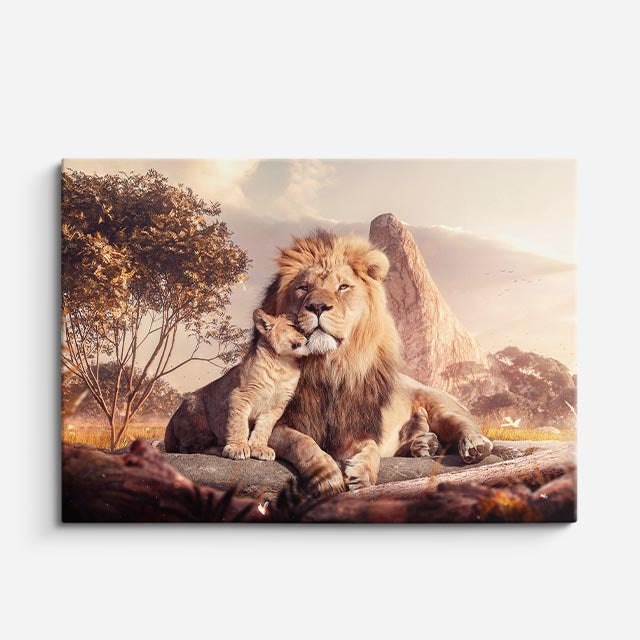 cuadro canvas vida salvaje león rey del valle horizontal