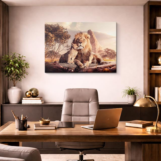cuadro canvas vida salvaje león rey del valle horizontal