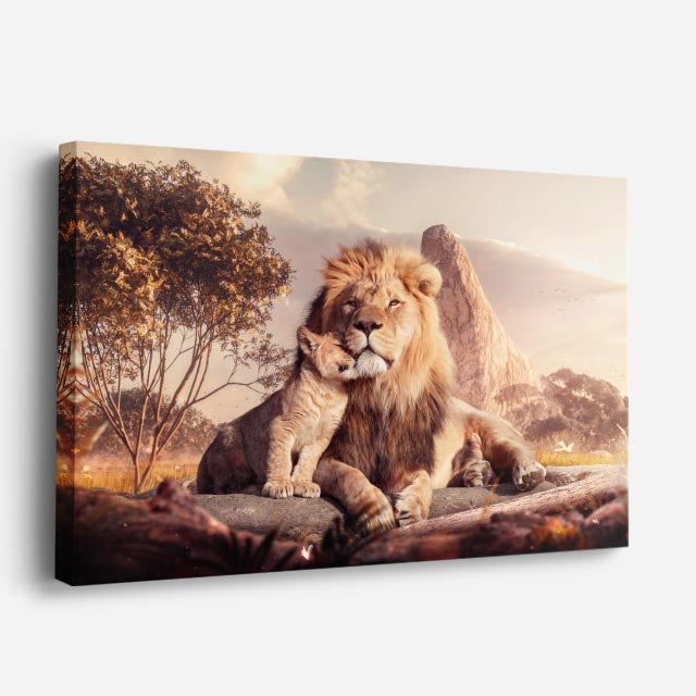 cuadro canvas vida salvaje león rey del valle horizontal