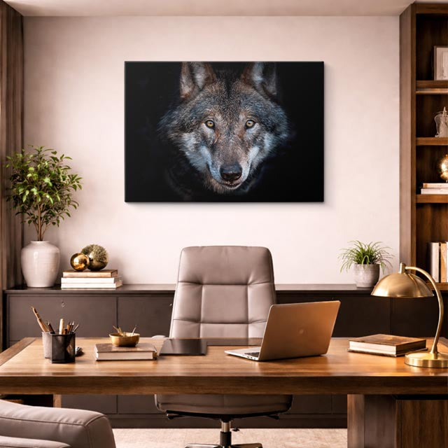 cuadro canvas vida salvaje mirada del lobo salvaje horizontal