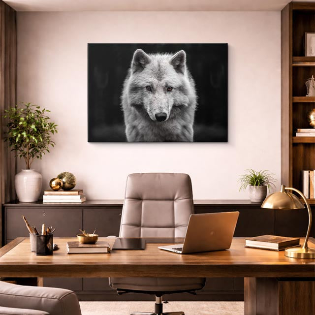 cuadro canvas vida salvaje lobo blanco fantasma horizontal