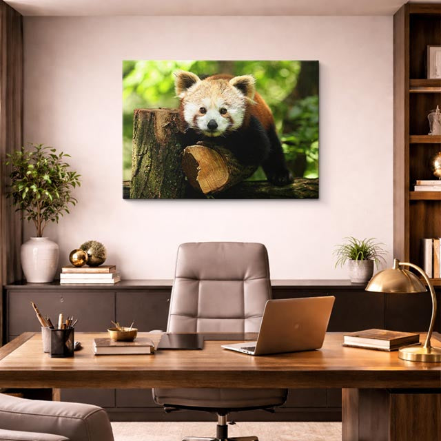 cuadro canvas vida salvaje panda rojo curioso horizontal