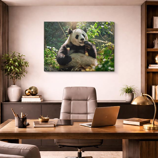 cuadro canvas vida salvaje panda entre bambú horizontal