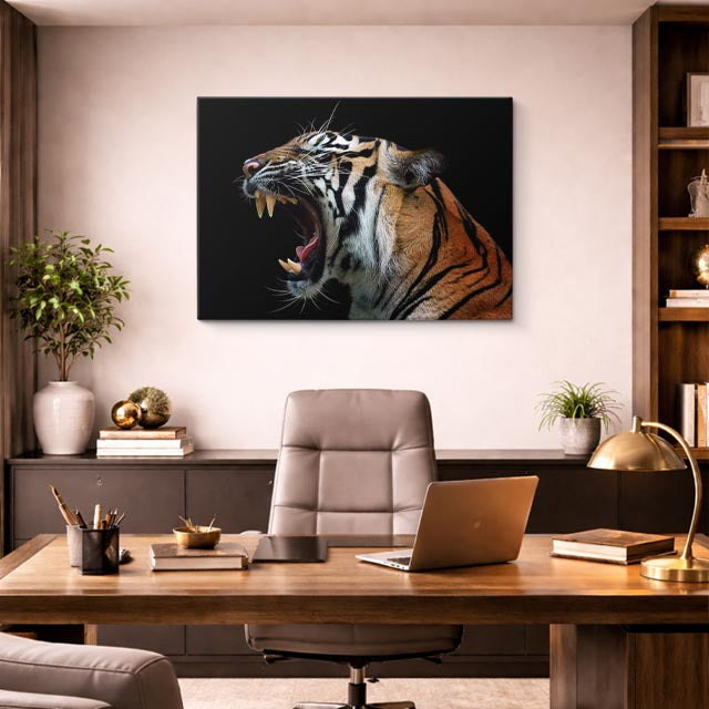 cuadro canvas vida salvaje tigre rugiendo horizontal