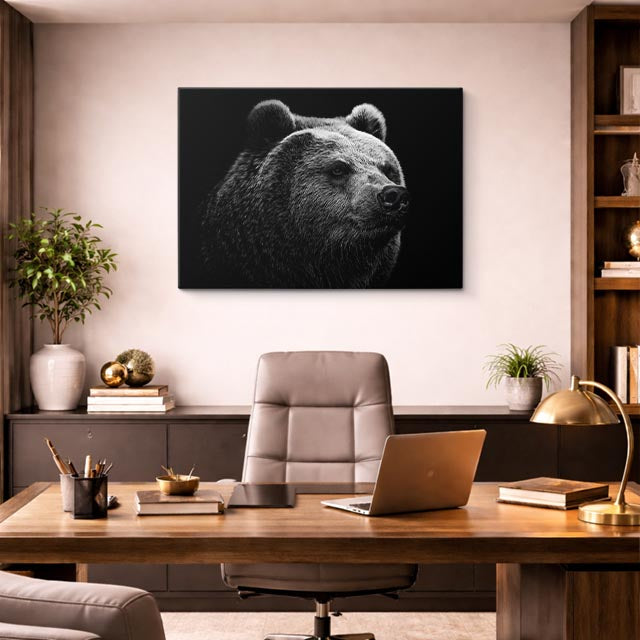 cuadro canvas vida salvaje oso negro retrato horizontal