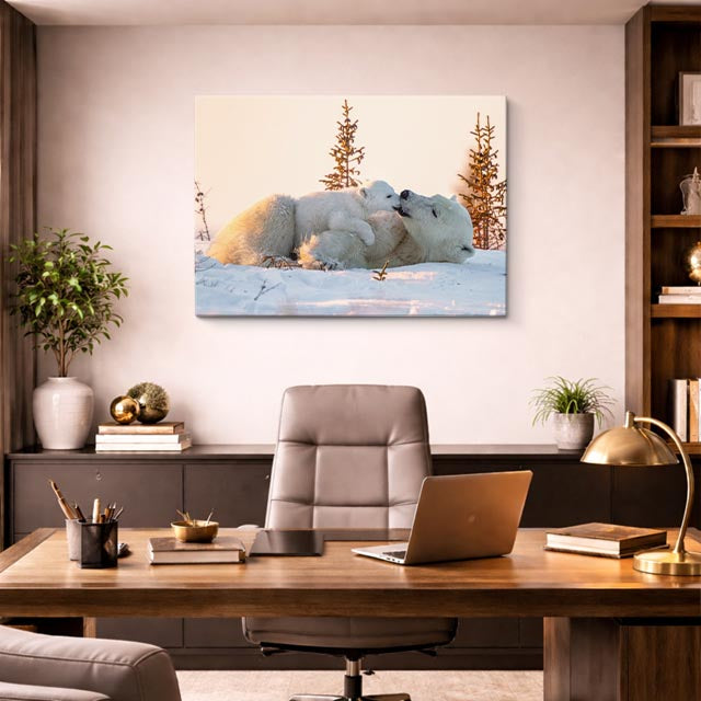 cuadro canvas vida salvaje familia de osos polares horizontal