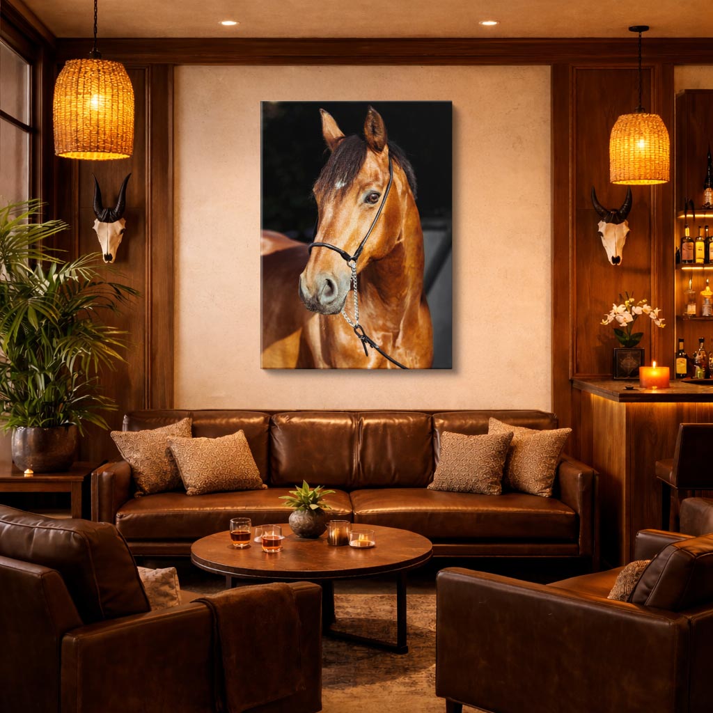 cuadro canvas vida salvaje caballo de oro vertical