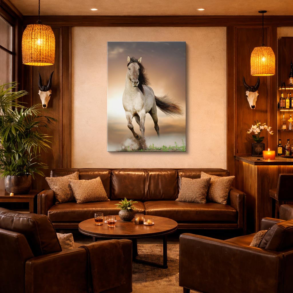 cuadro canvas vida salvaje caballo de aurora vertical