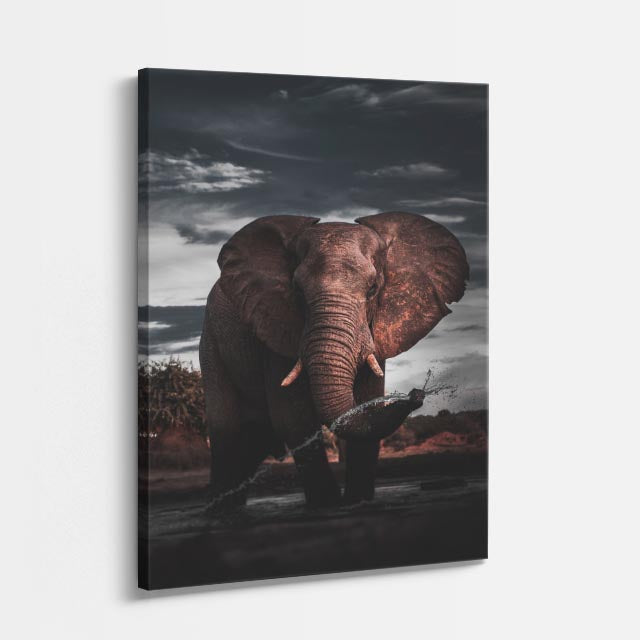 cuadro canvas vida salvaje elefante carmesí vertical