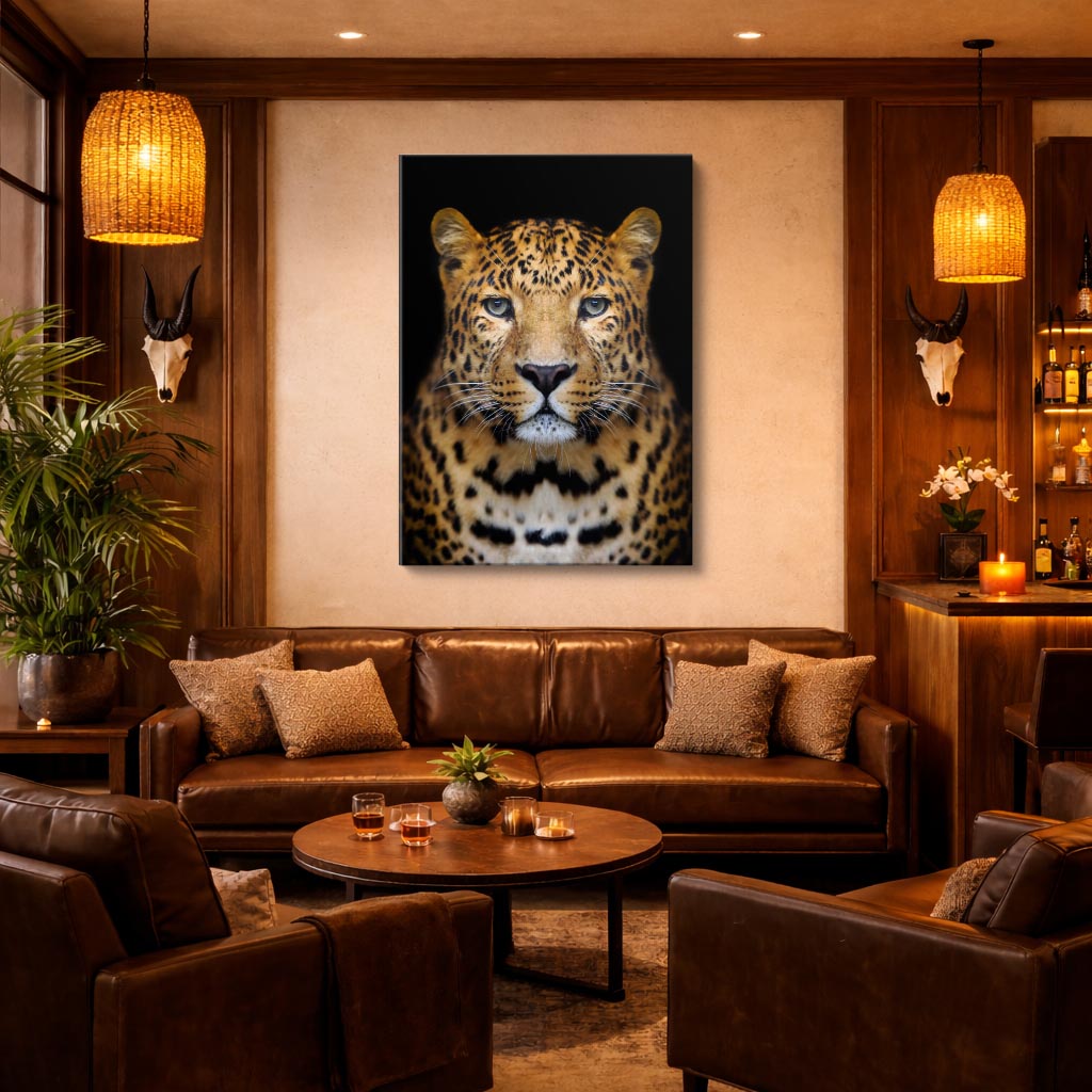 cuadro canvas vida salvaje retrato del leopardo vertical