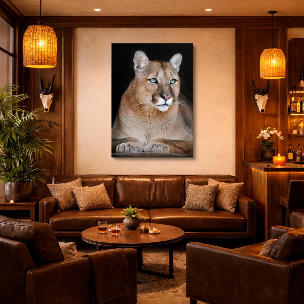 cuadro canvas vida salvaje puma sereno vertical