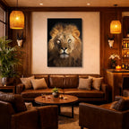 cuadro canvas vida salvaje mirada del león vertical