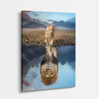 cuadro canvas vida salvaje reflejo del león vertical