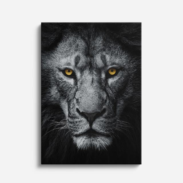 cuadro canvas vida salvaje mirada gris vertical
