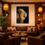 cuadro canvas vida salvaje perfil del león vertical
