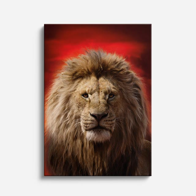 cuadro canvas vida salvaje león carmesí vertical