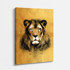 cuadro canvas vida salvaje león dorado vertical