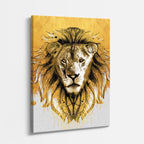cuadro canvas vida salvaje león emblema vertical