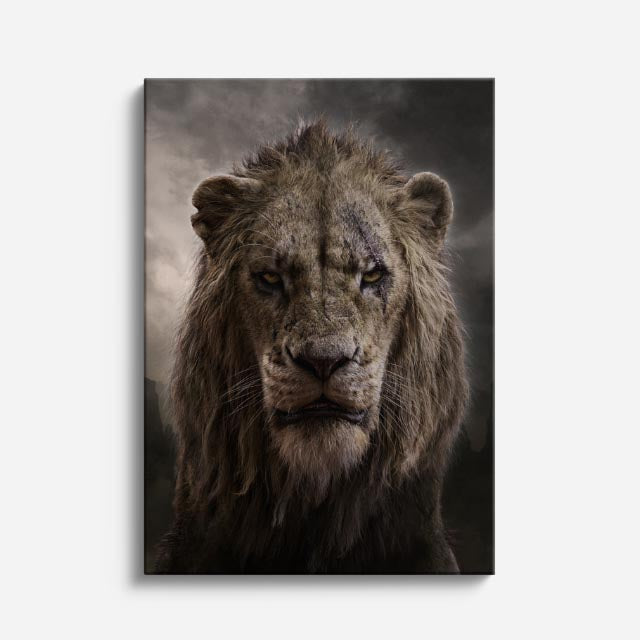 cuadro canvas vida salvaje león oscuro vertical