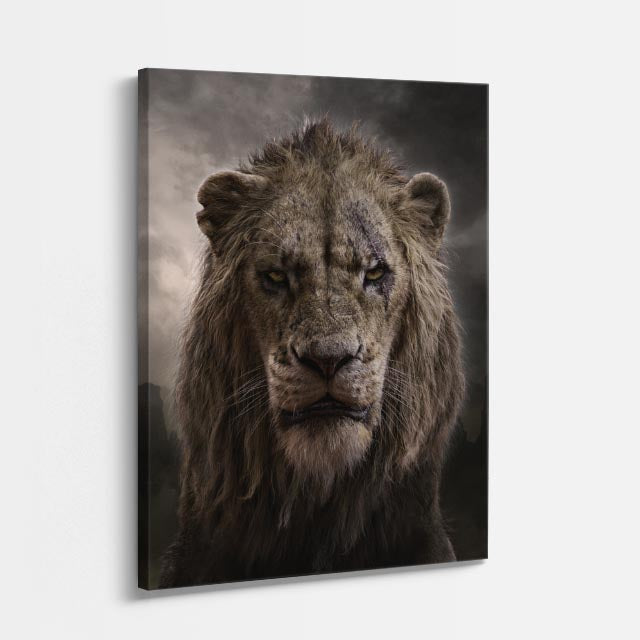 cuadro canvas vida salvaje león oscuro vertical