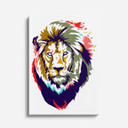 cuadro canvas vida salvaje león prisma real vertical