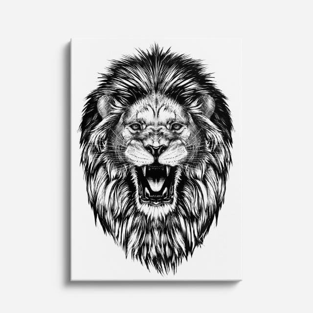 cuadro canvas vida salvaje rugido ilustrado vertical