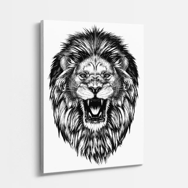 cuadro canvas vida salvaje rugido ilustrado vertical
