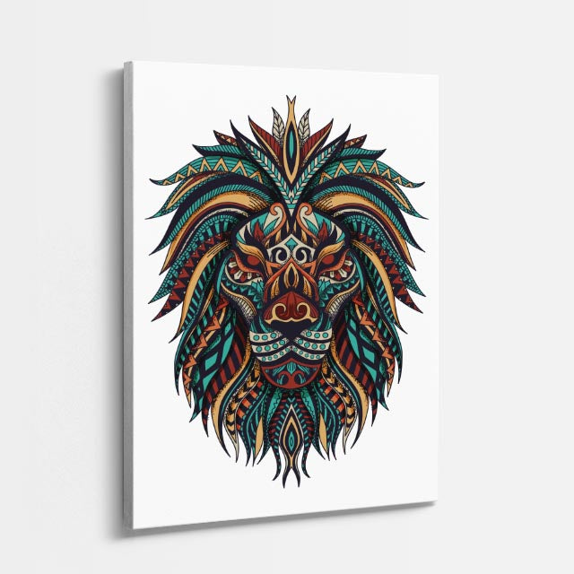 cuadro canvas vida salvaje tribal del león vertical