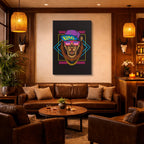 cuadro canvas vida salvaje rey neon urbano vertical