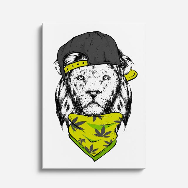 cuadro canvas vida salvaje león rebelde vertical