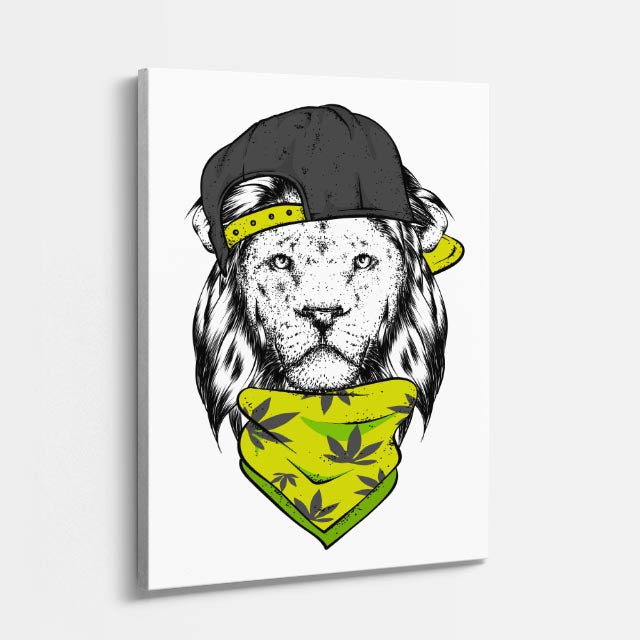 cuadro canvas vida salvaje león rebelde vertical