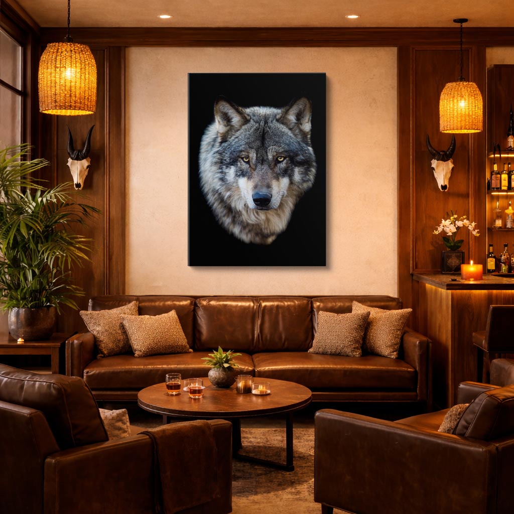 cuadro canvas vida salvaje mirada del lobo vertical