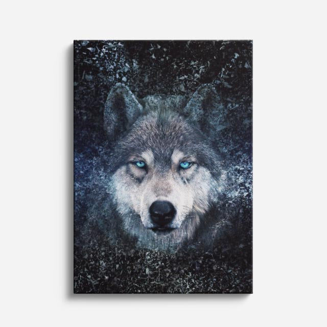 cuadro canvas vida salvaje lobo de las estrellas vertical
