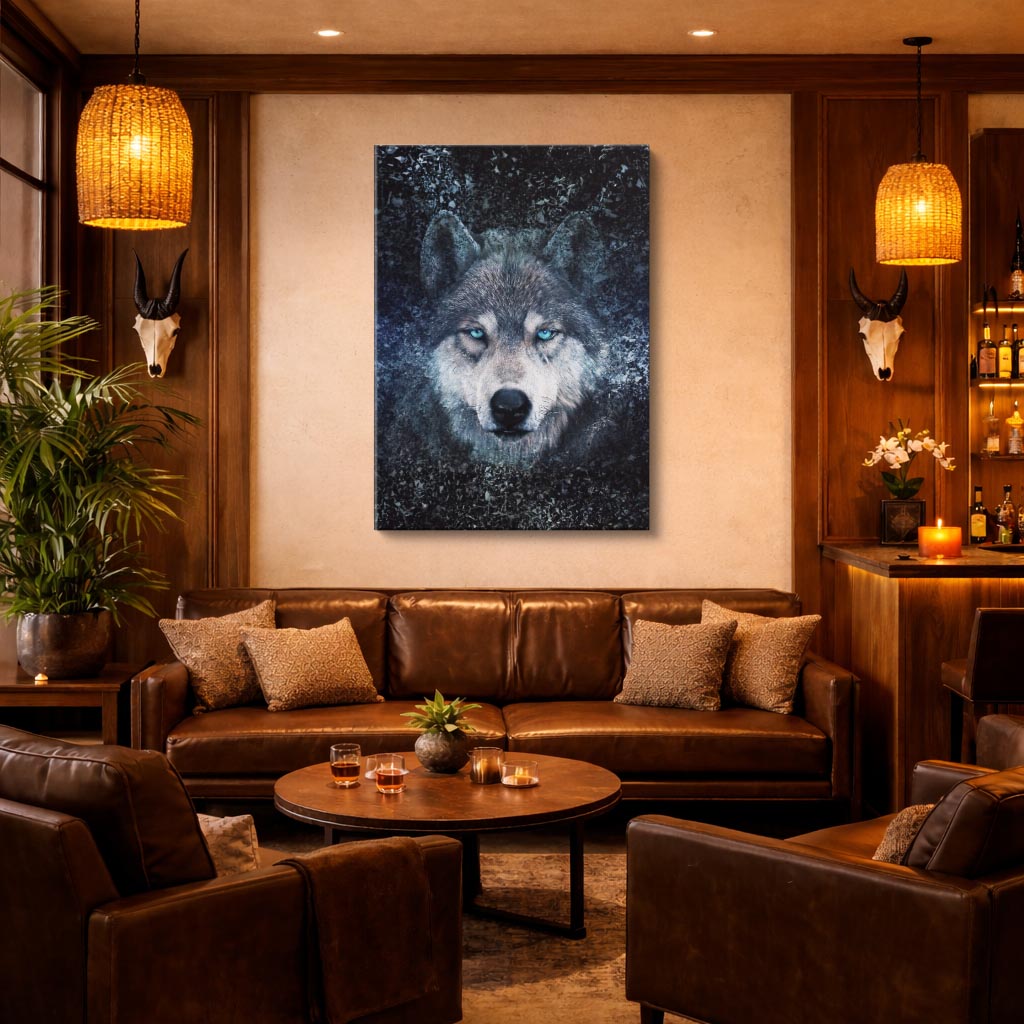 cuadro canvas vida salvaje lobo de las estrellas vertical