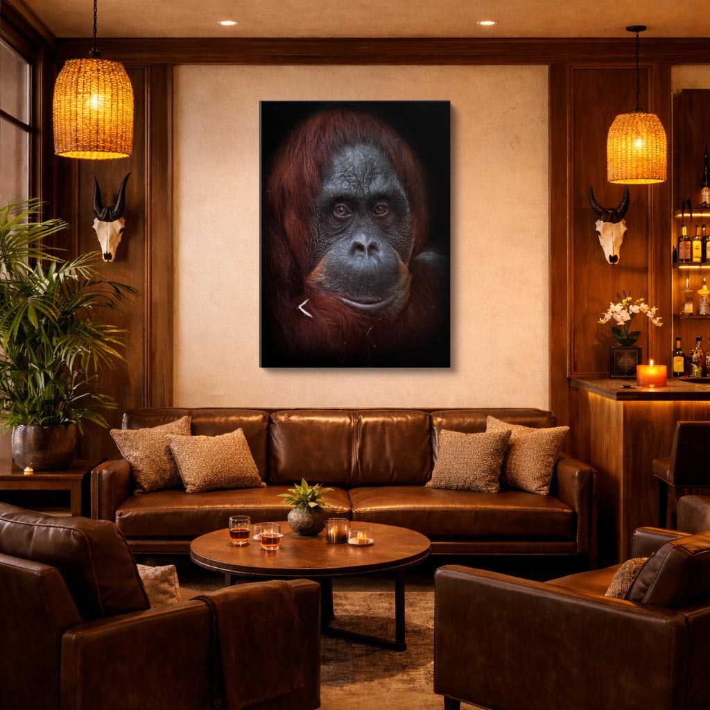 cuadro canvas vida salvaje retrato del orangután vertical