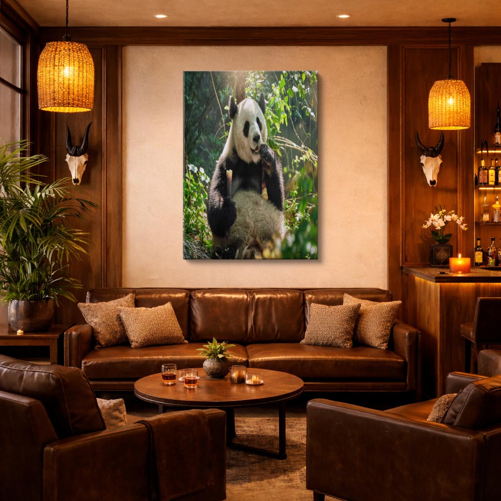 cuadro canvas vida salvaje panda en rama vertical