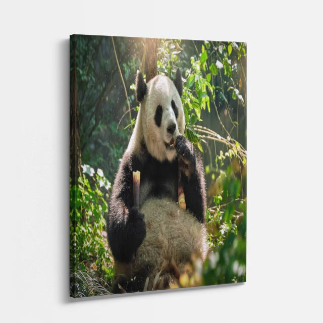 cuadro canvas vida salvaje panda en rama vertical