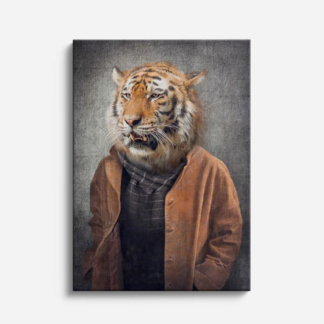 cuadro canvas vida salvaje tigre caballero vertical